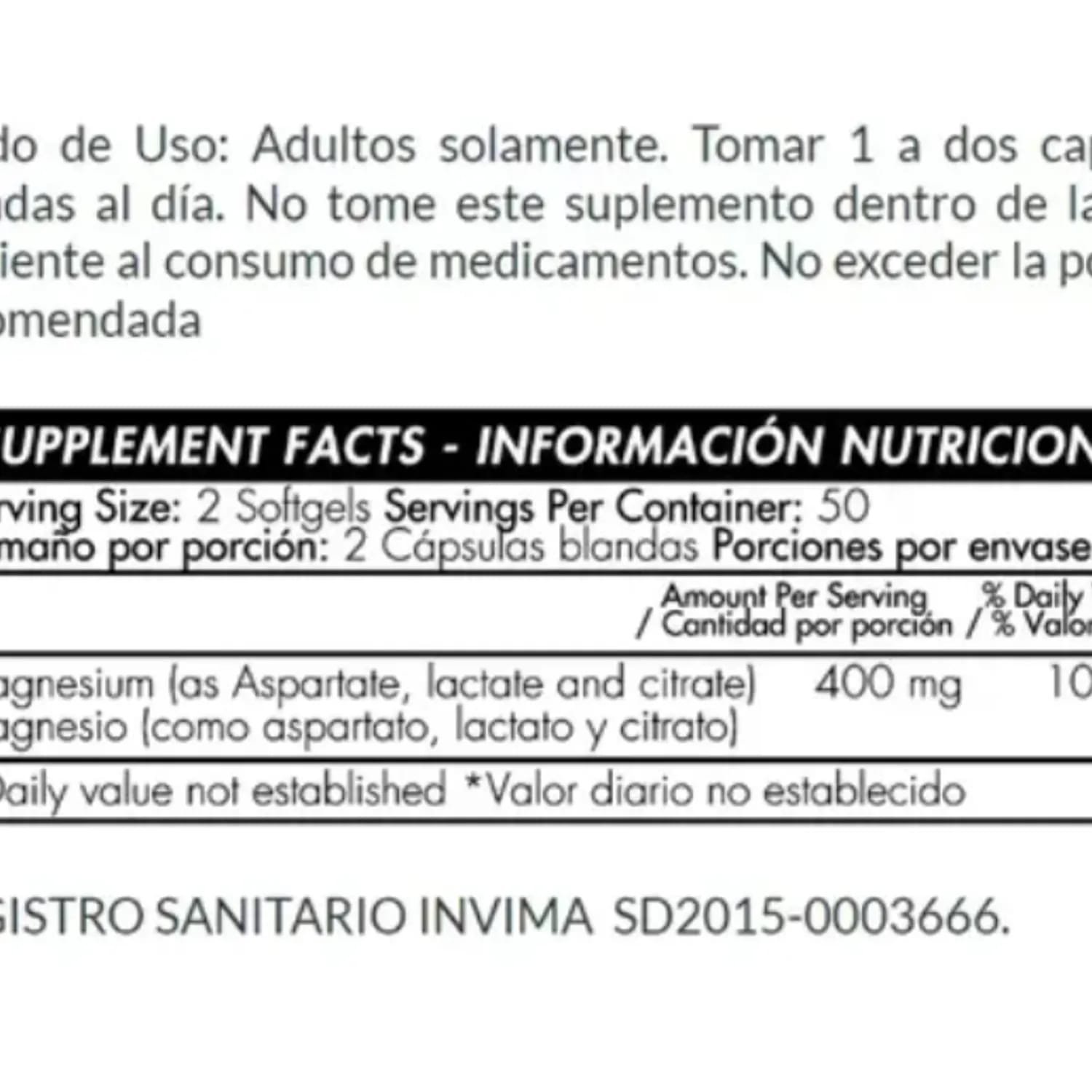 healthy america super magnesium formula – 400 mg (aspartato, lactato y citrato) 100 cápsulas blandas healthy america super magnesium formula – 400 mg (aspartato, lactato y citrato) 100 cápsulas blandas