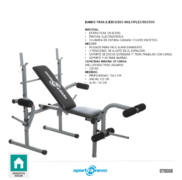 banco ejercicio múltiple 070008 sport fitness banco ejercicio múltiple 070008 sport fitness