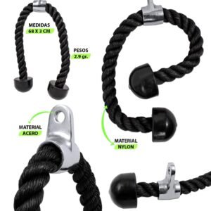 lazo para tríceps – adaptación para poleas – nylon con topes en caucho inyectado