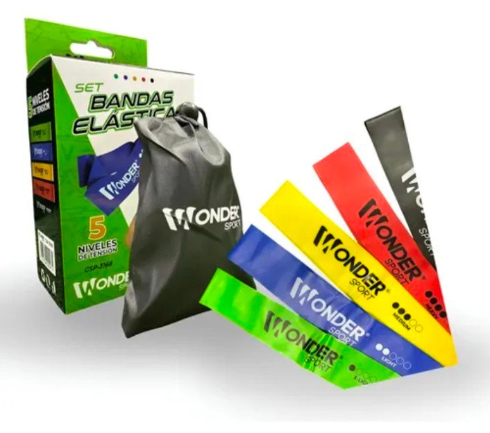 set bandas elásticas látex wonder x5 set bandas elásticas látex wonder x5